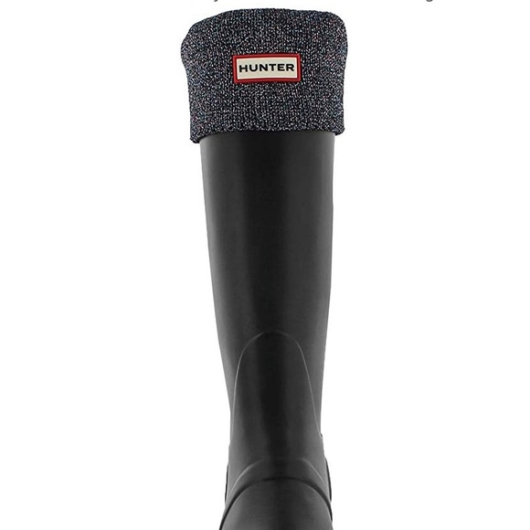 HUNTER NEW BLACK MULTI GLITTER CUFF SOCKS SZ M NIB - Picture 5 of 8